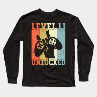 Level 11 Unlocked Video Gamer 11 Years Old 11th Birthday Level Unlocked Long Sleeve T-Shirt